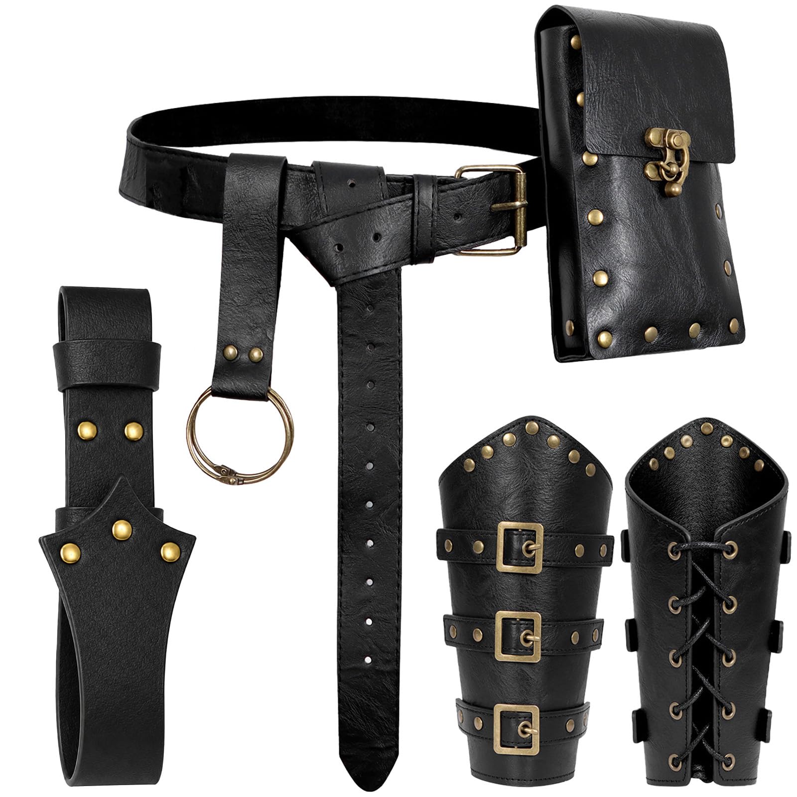 Renaissance Belt Pouch Set Medieval Pirate Ren Faire Accessories