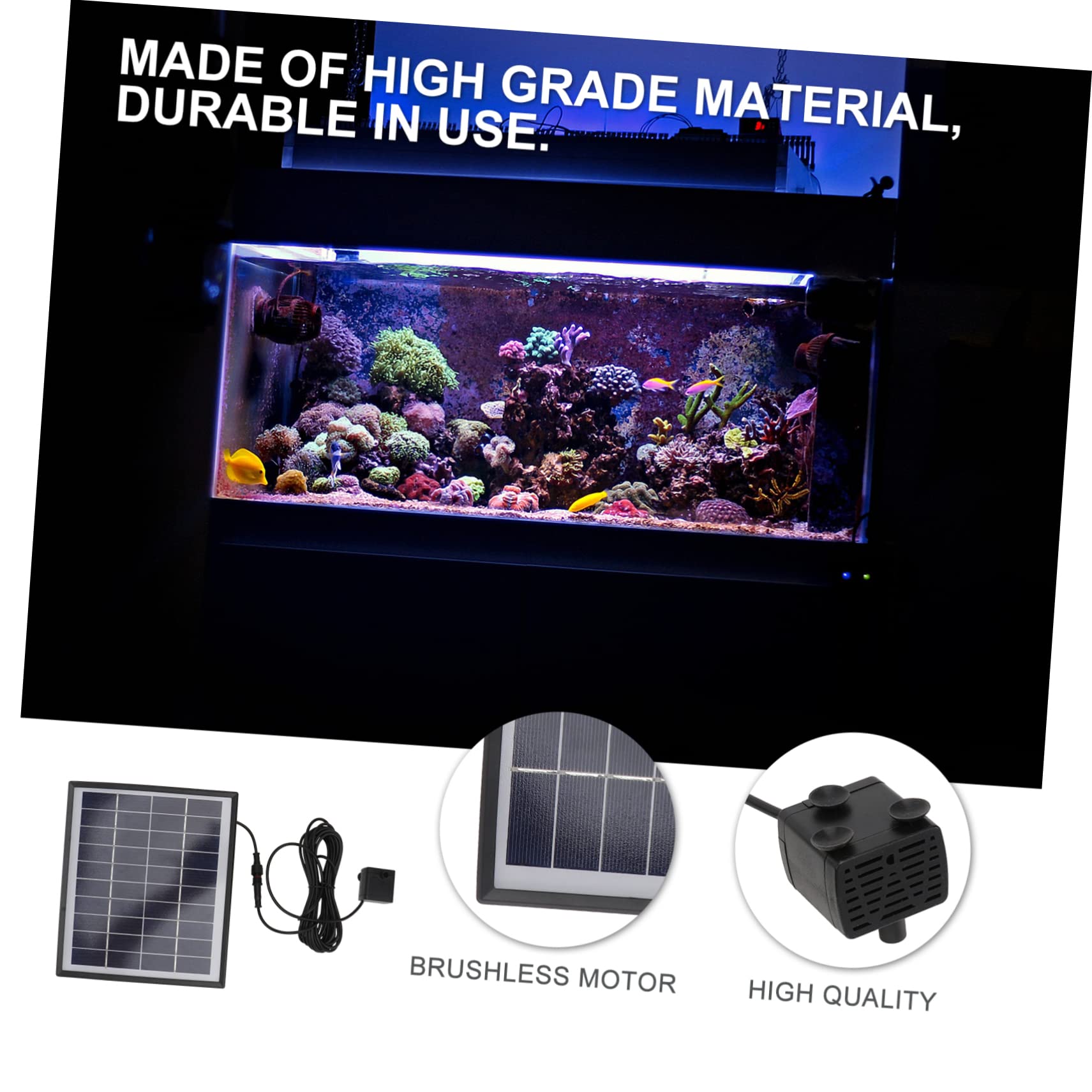 HEMOTON Solar Fountain Pump for Bird Baths Fish Tanks Floating Water Pump with Built Brushless Motor Rate Black