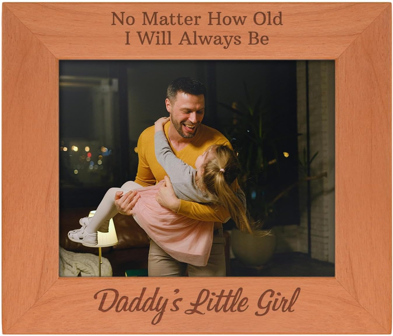 ThisWear Fathers Day Frame from Daughter I'll Always Be Daddy's Little Girl Natural Wood Engraved 5x7 Portrait Picture Frame Wood