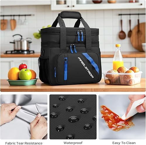 Miniatura 7 de Maelstrom Lonchera aislada de 20 litros para hombres y mujeres, bolsa enfriadora expandible de doble cubierta a prueba de fugas con 6 bolsillos,