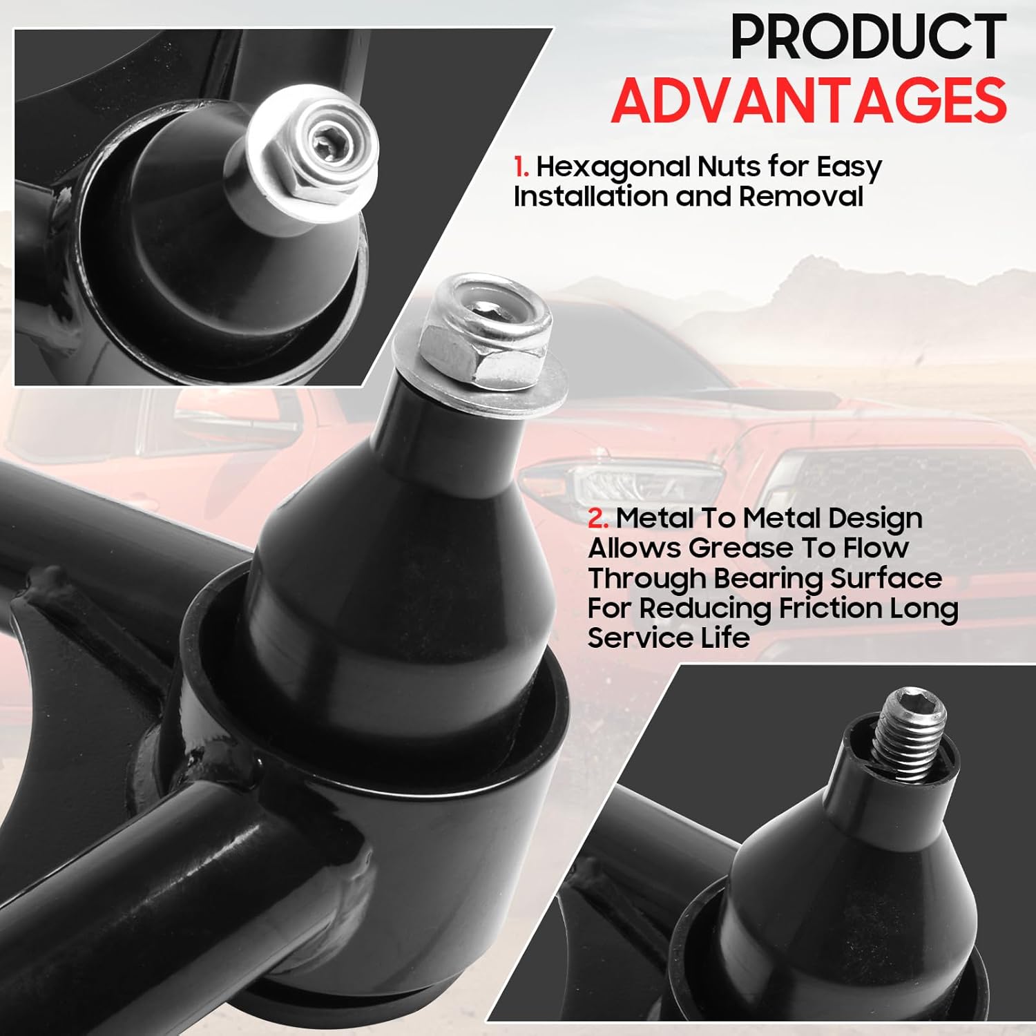 2-4" Upper Control Arms for 1999-2006 Chevy Silverado 1500/GMC Sierra 1500, Suspension Front Tubular Control Arm for 2000-2006 Suburban Yukon XL 1500 with Ball Joint, 2Pcs