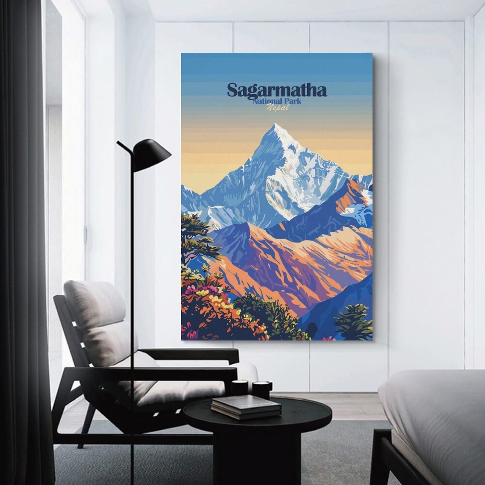 Junmoney Sagarmatha National Park Nepal Illustration Room Decor Wall Art, 20x30inch(50x75cm), for Bedroom Walls, Guest Spaces Or Lounges, Stylish Decor for A Restful Room Update