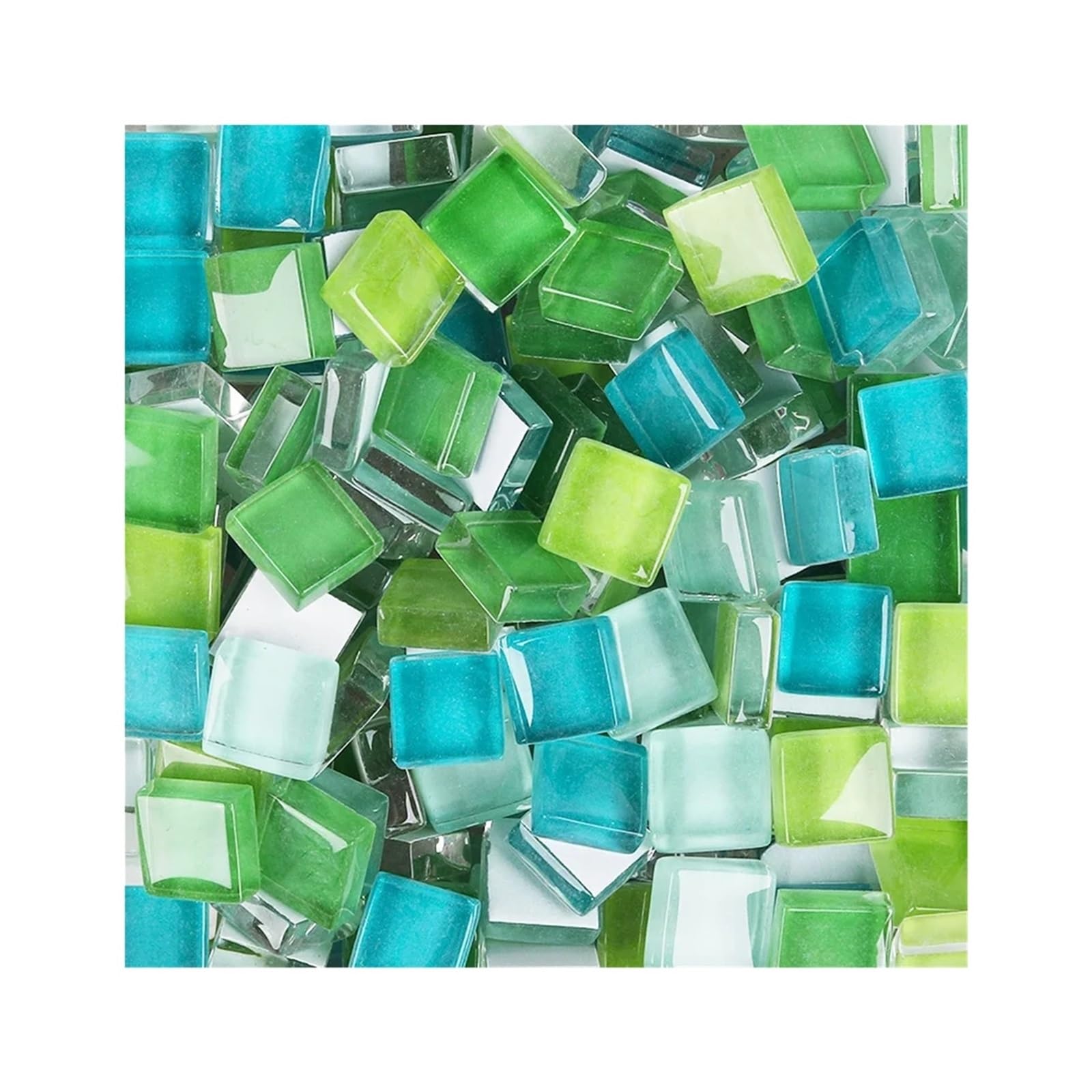 Vaeltor Green Blue Mix 300G Glass Mosaic Tiles 1Cm Square Colorful Craft For Kids Diy Art Supplies