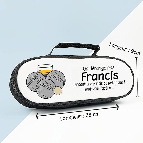 KDO MAGIC - Sacoche pétanque Personnalisable - pour triplette 3 Boules - Personnalisé avec prénom et Votre Texte - Cadeau fête des pères, Homme, Retraite, noël - 4