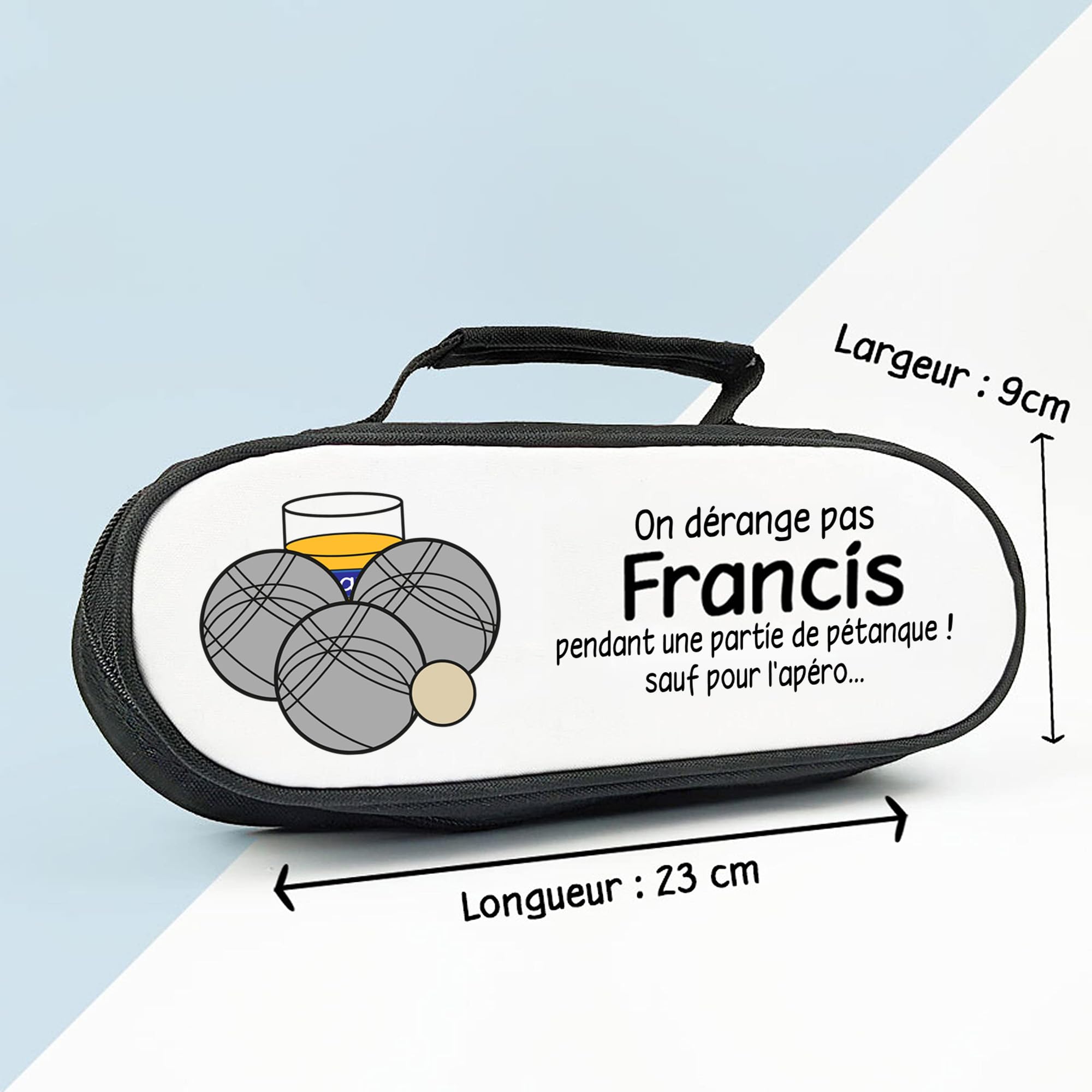 KDO MAGIC - Sacoche pétanque Personnalisable - pour triplette 3 Boules - Personnalisé avec prénom et Votre Texte - Cadeau fête des pères, Homme, Retraite, noël
