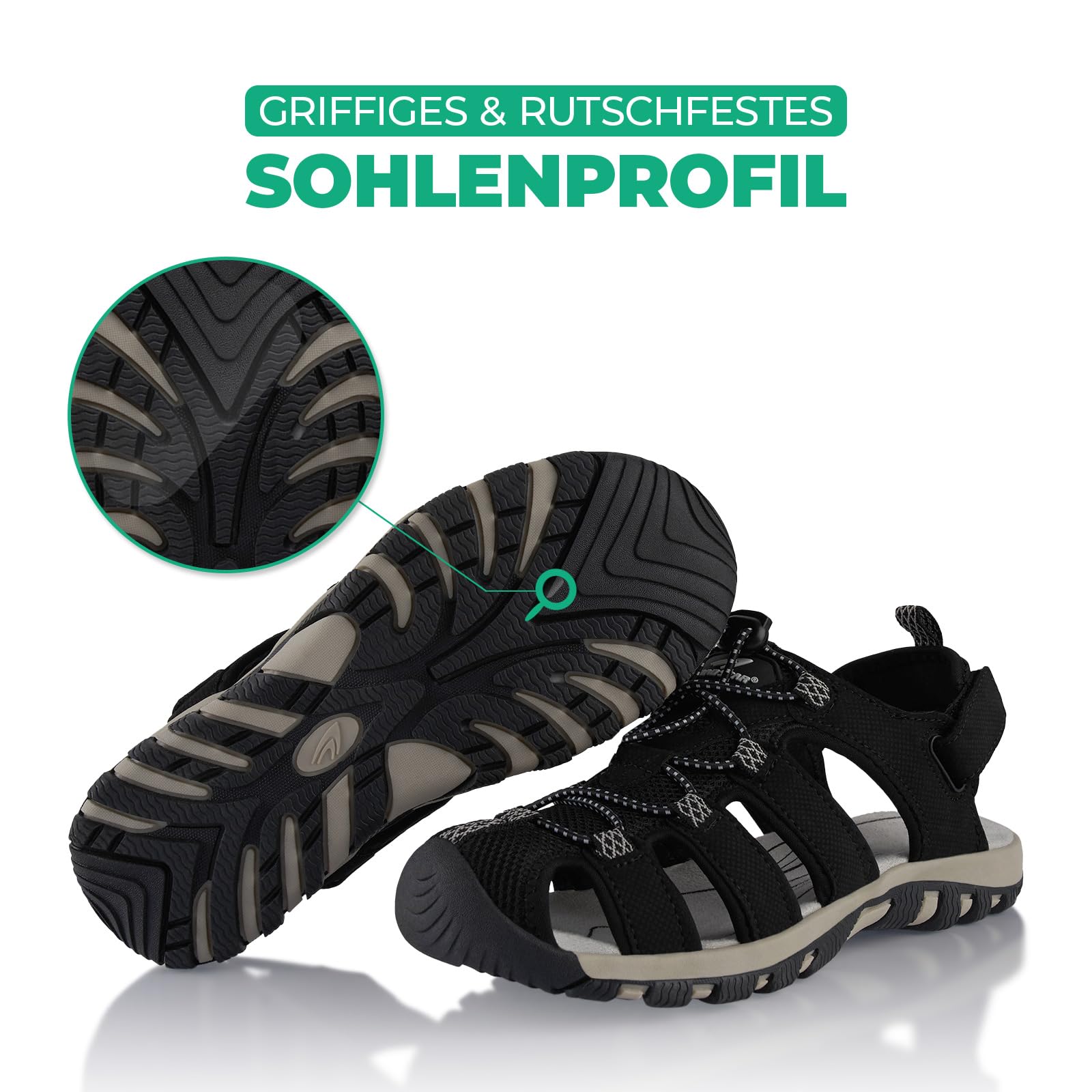 Fusskleidung® Damen Herren Trekkingsandalen leichte Sommer Sandalen