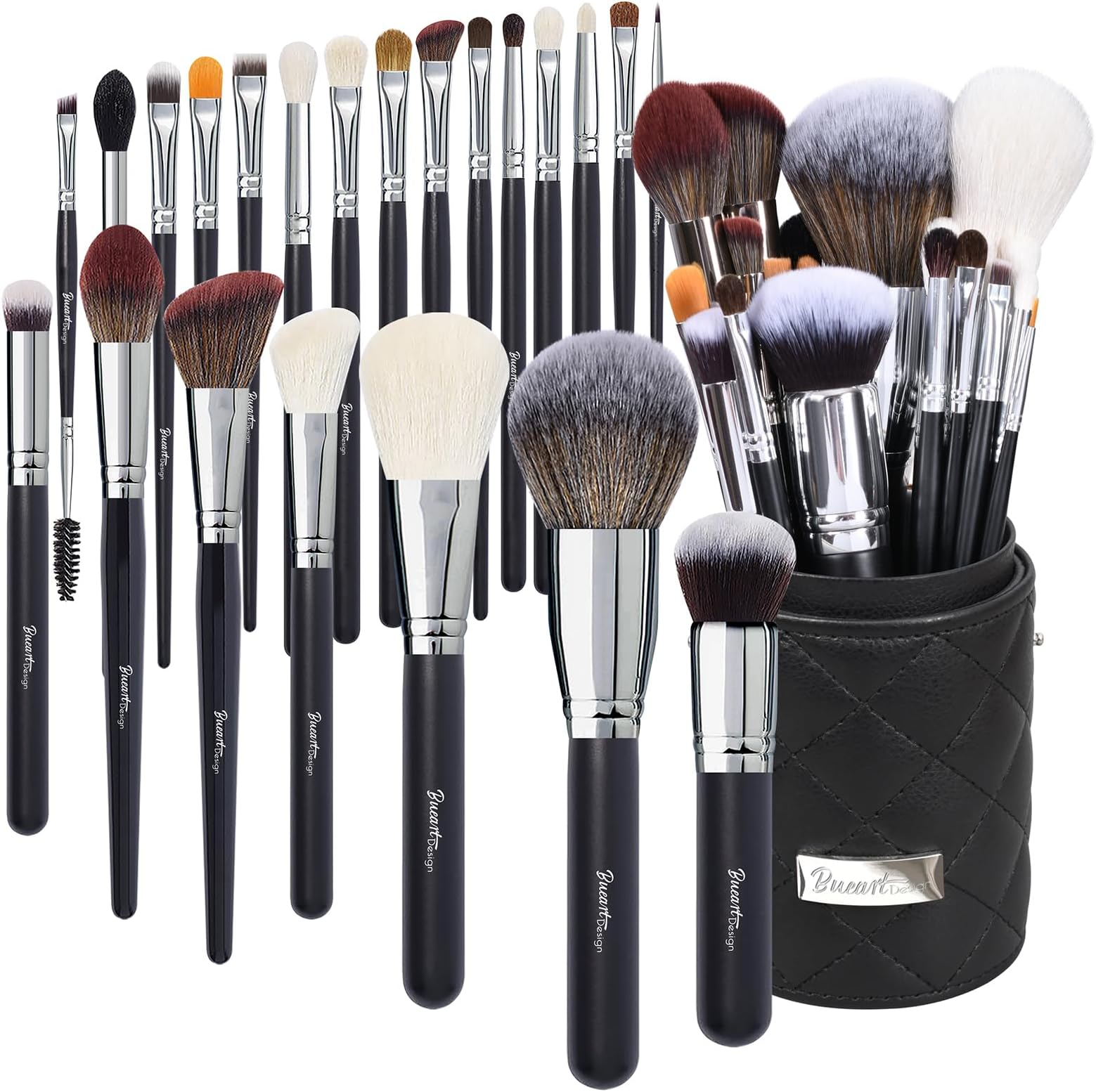 Bueart DesignCollector's Edition Pro makeup Artist 22Pcs Deluxe Real Goat Hair Horse hair Makeup Brushes Set with Holder Case