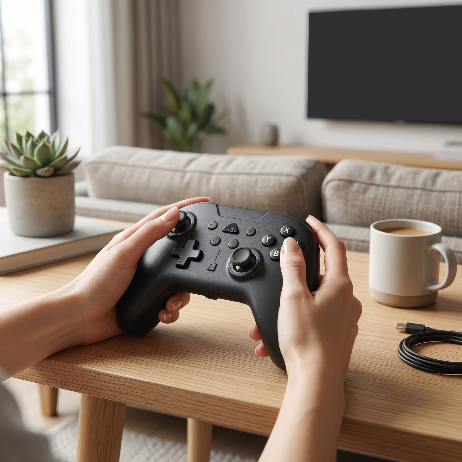 Cocoarm Controller di Gioco Wireless, Controller di Gioco con Illuminazione RGB con Giroscopio a 9 Assi, Doppia Vibrazione, e Tasti Programmabili, ABS per 2 PC IOS
