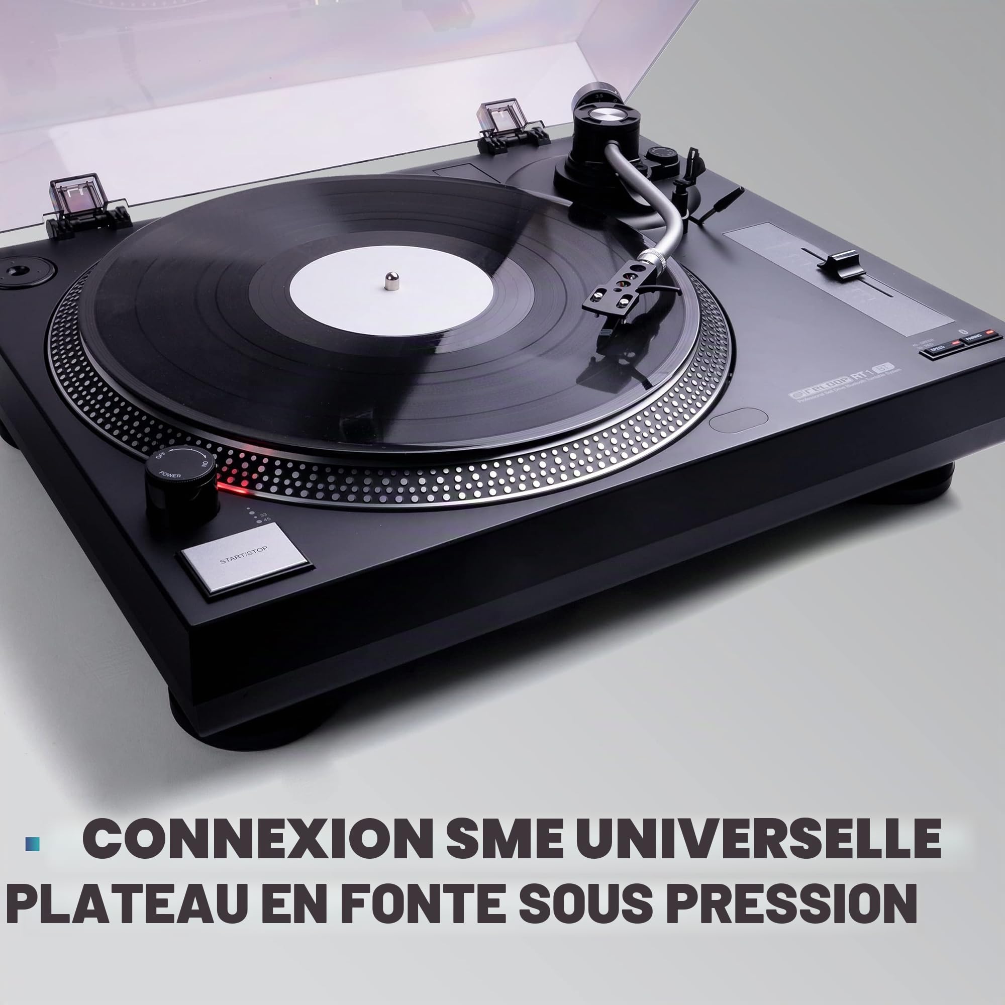 Platine Vinyle Reloop RT-1 BT avec entraînement par Courroie pour Applications DJ et Hi-FI, Sortie Bluetooth pour Connexion sans Fil avec des Haut-parleurs Bluetooth