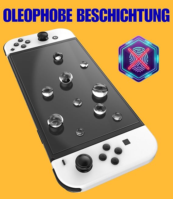 XeloTech protective glass for Nintendo Switch OLED with template for positioning 2 pieces - Real dispaly protection - No plastic film - Real glass - 7.0 inches