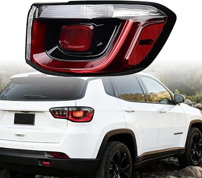 Right Outer Tail Light Assembly Compatible with 2021-2026 Jeep Compass Passenger Side LED+Halogen Rear Brake Turn Signal Lamp | Clear Red Lens, CH2805124 68417080AD 68417080AB 68417080AA
