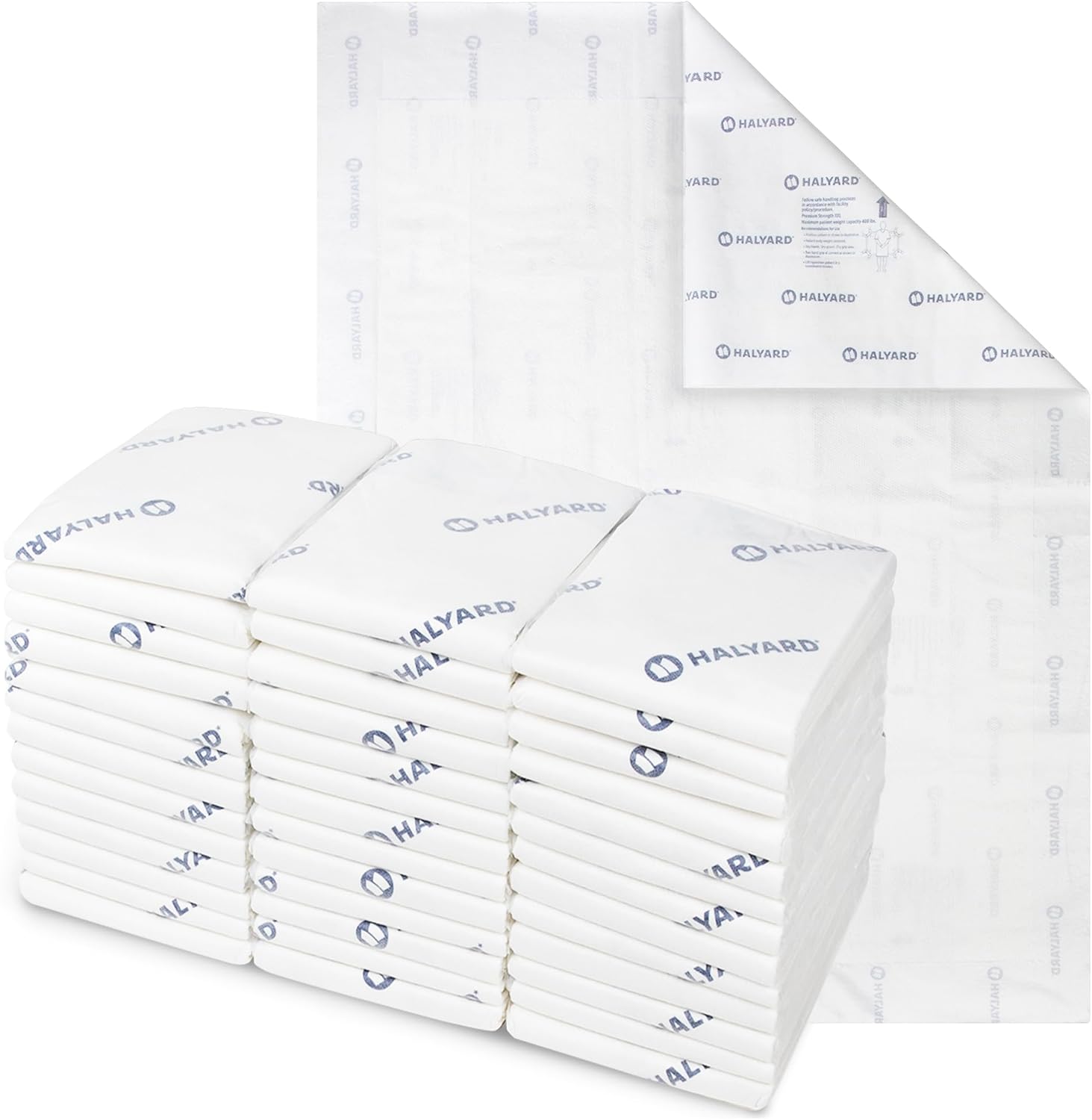 HALYARD Premium Disposable Underpads, 40 x 57 Inches Chux Pads - White, Case of 30 - Incontinence Bed Pads for Adults with Airlaid Core for Moisture and Odor Control