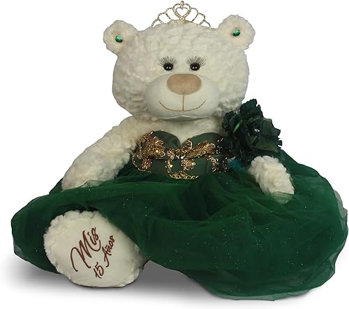 KINNEX COLLECTIONS SINCE 1997 Centro de mesa grande de 20.0 in de oso de peluche de quinceañera, vestido elegante, regalo de recuerdo de gran tamaño