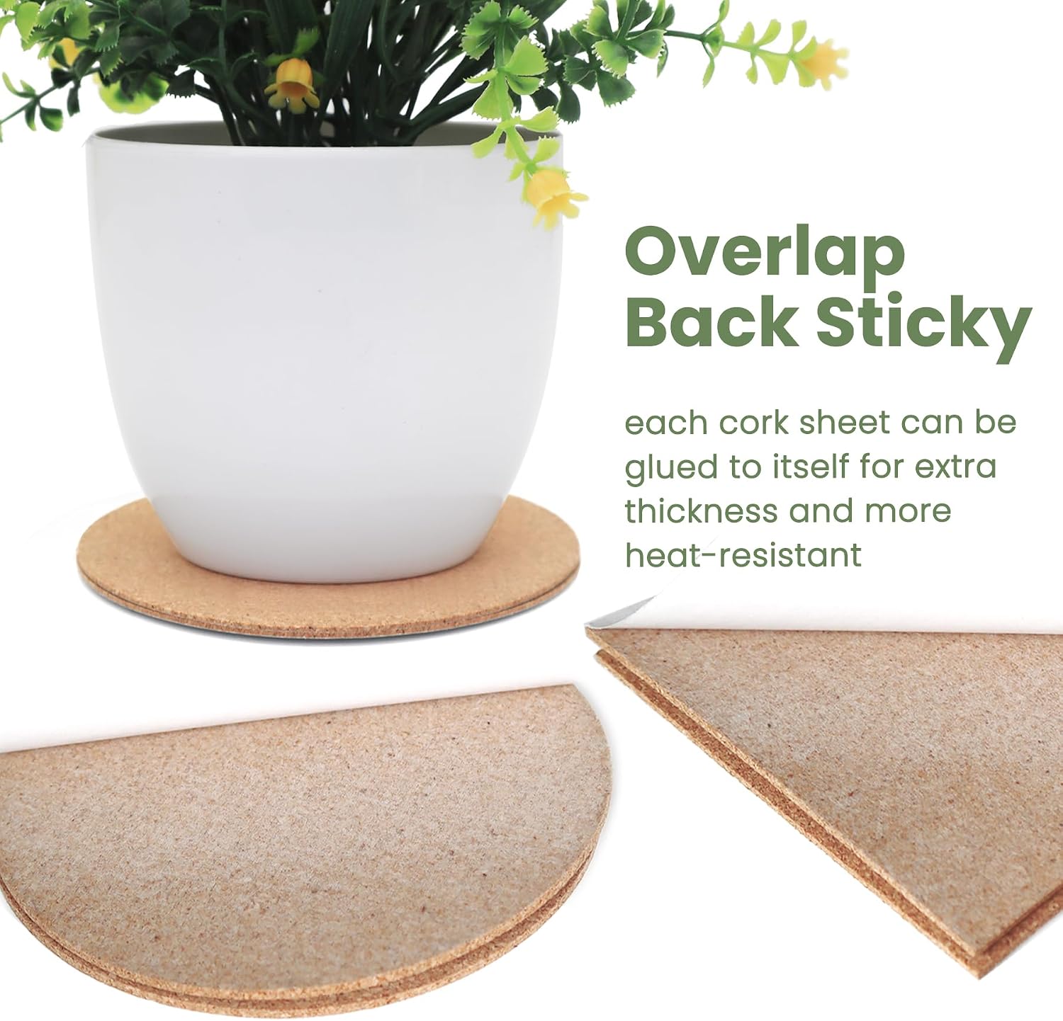 72 Pcs 2mm Thick Self-Adhesive Cork Sheets Cork Coasters, 4 x 4 Inch Square Cork Board Cork Tiles, Backing Cork Mats with Strong Adhesive-Backed for DIY Coasters, Brown, UN004-3