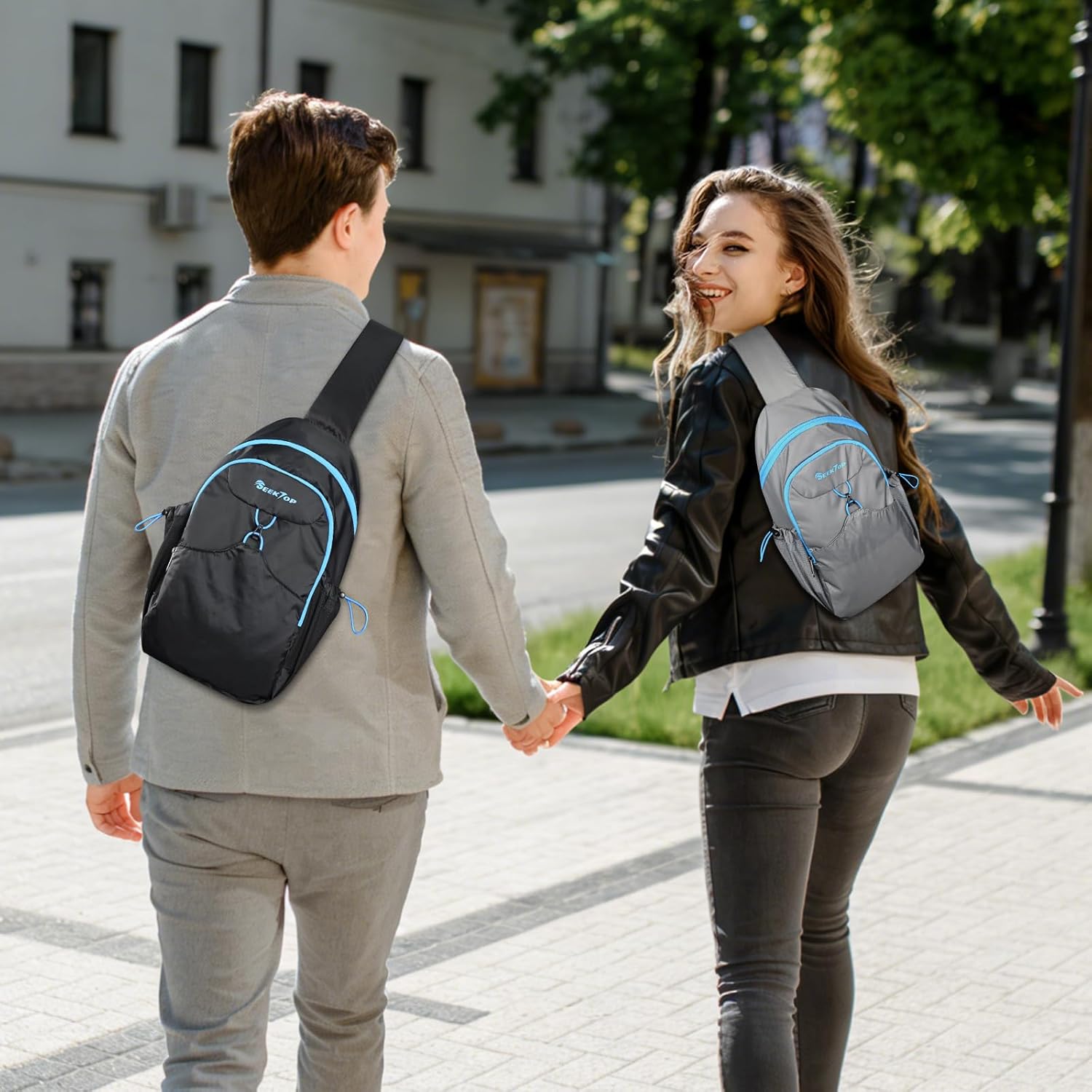 Seektop Crossbody Bag RFID Sling Backpack for Women & Men, Casual Chest Daypack for Hiking Travel