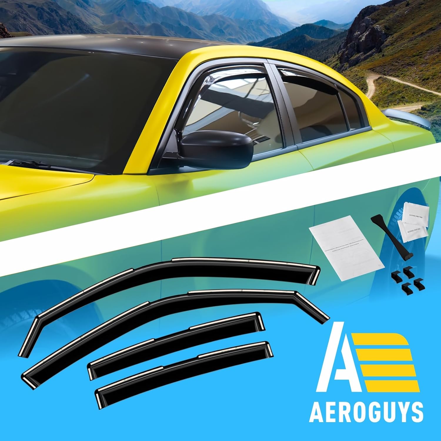 Extra Durable Window Deflectors in-Channel Window Visors Rain Guards Fit for Dodge Charger 2011-2023, Sun Visors, Wind Vent for Shades, Exterior Car Accessories - 4pcs. AG0716