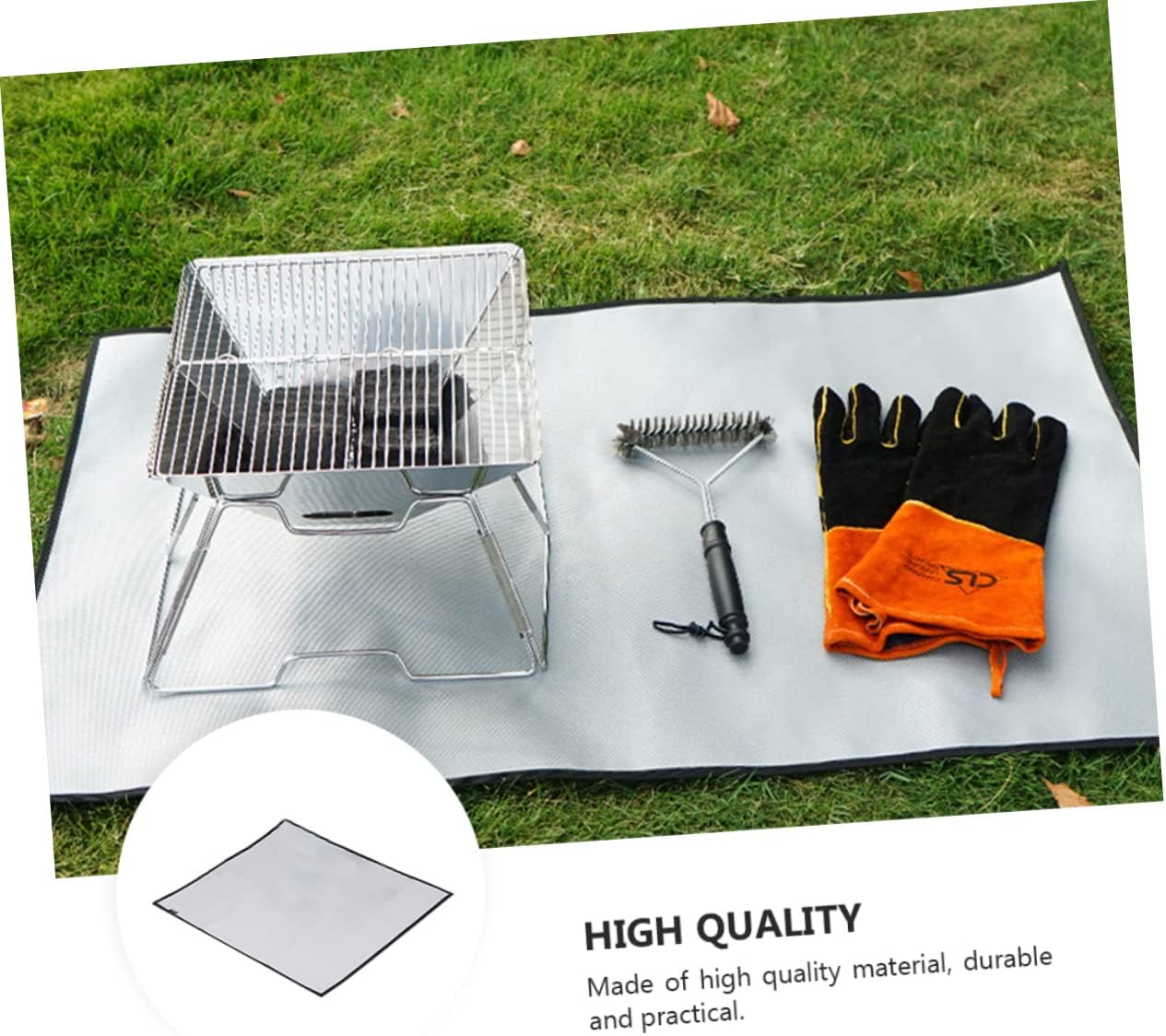 Camping Fireproof Heat Insulation Pad Medium for Outdoor BBQ Picnic and Camping Durable Flame Retardant Silicone-Coated Fiberglass Mat for Safe Cooking and Dining