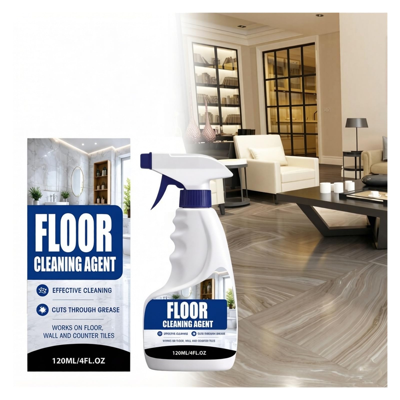 Detergente for pavimenti da 120 ml | Potente rimozione di macchie e incrostazioni, non lascia aloni(2pcs)
