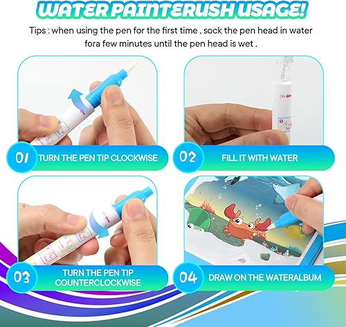 Miniatura 8 de 4 Pack Reusable Water Coloring Books for Toddlers, Paint with Water Books,Mess-Free Coloring Book, Portable Educational Doodle Drawing Toy, Nuevo