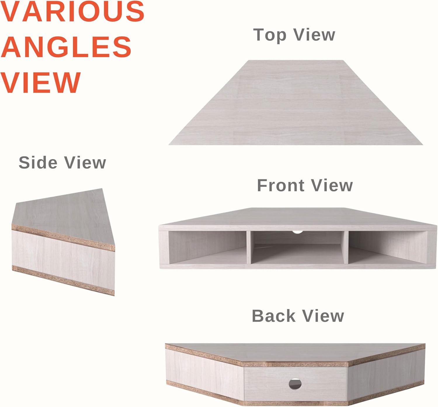 24/7 Shop at Home French 47 inch Modern Floating TV Stand with Storage, Floating Corner Shelf for Wall, Wood Entertainment Center with Shelves for Living Room, Bedroom, Family, White Oak