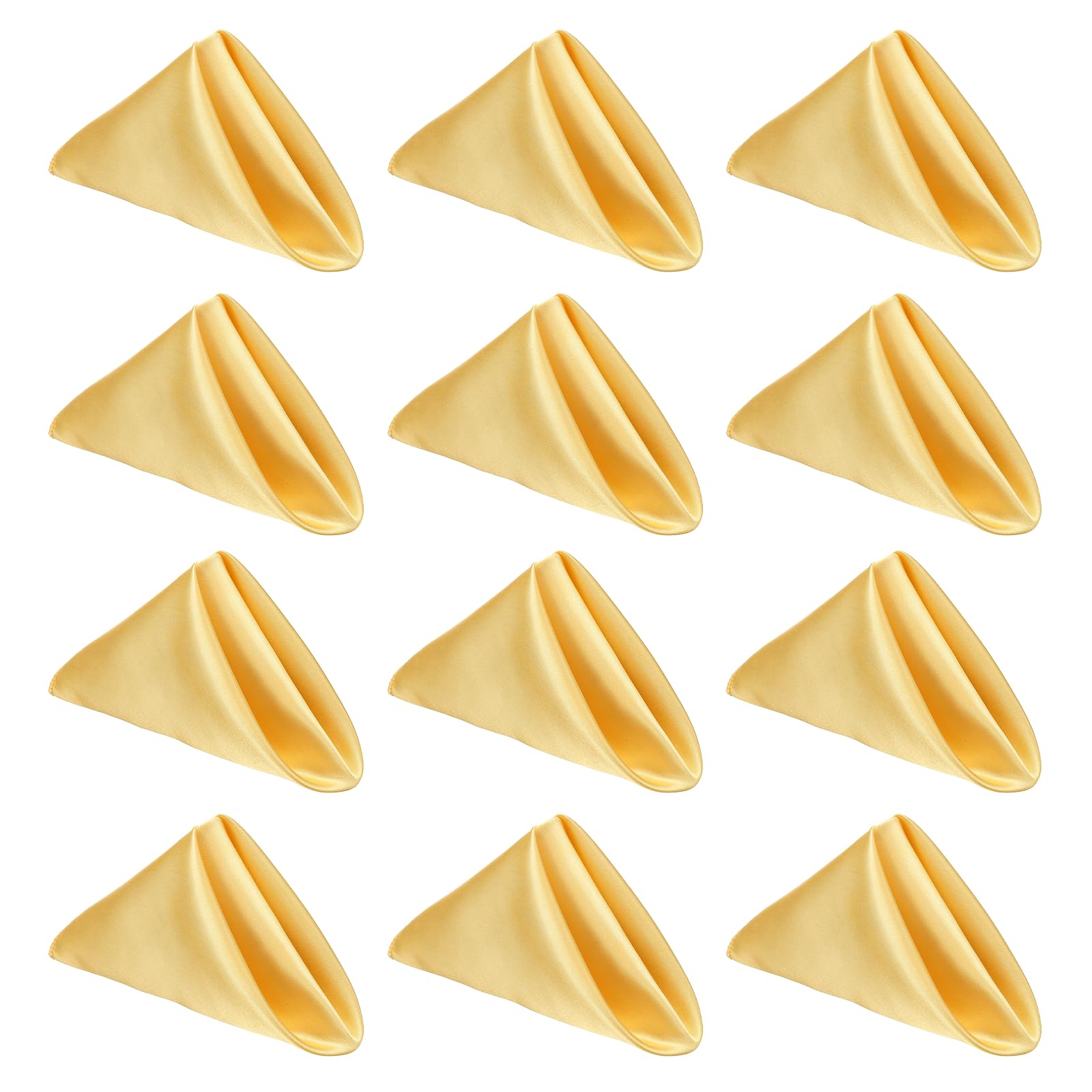 sourcing map 12 Pcs Gold Satin Napkins, 17x17 Inch Dinner Napkins Cloth Washable Polyester Soft Square Table Decoration for Restaurant Parties Wedding Dining Banquet Event