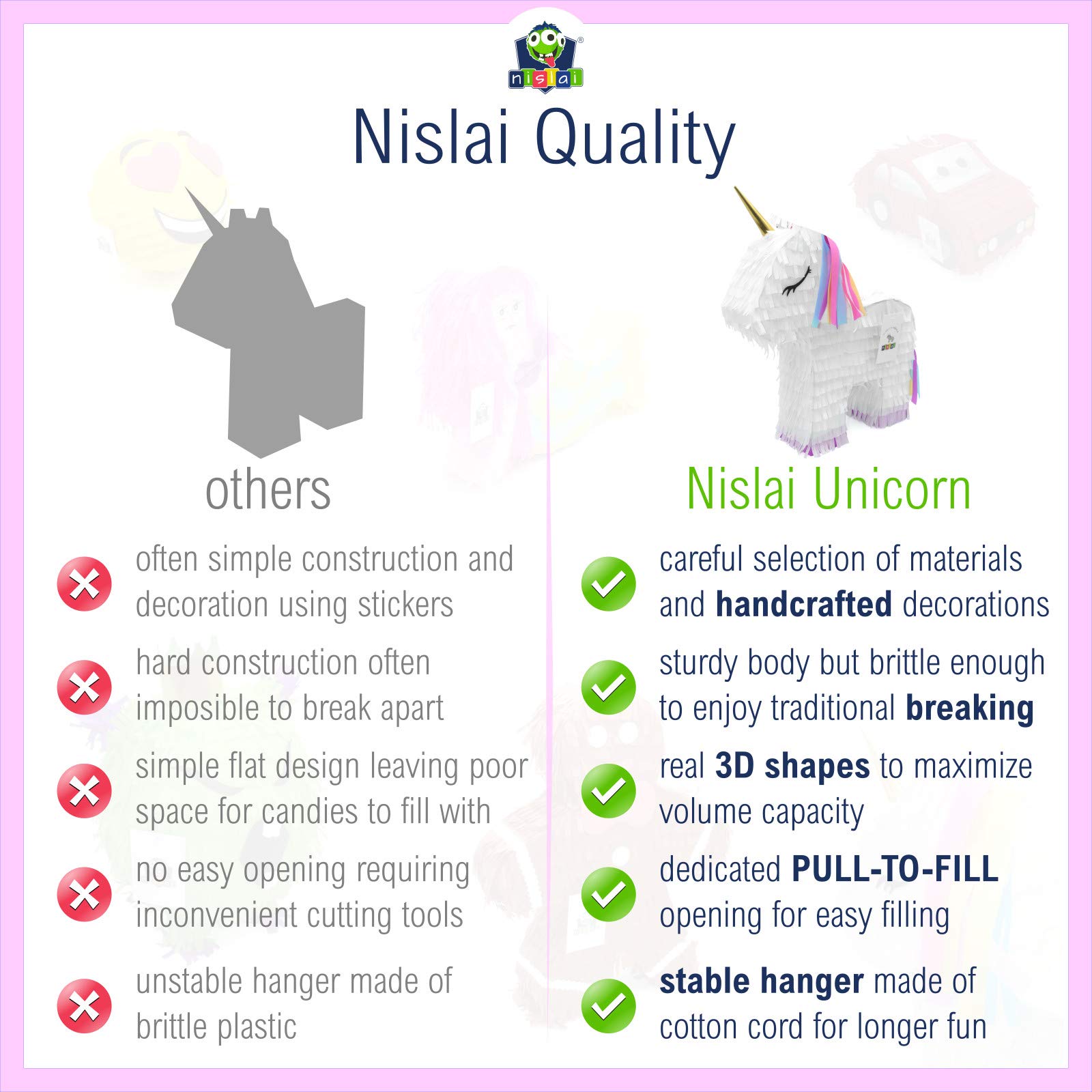 piñata licorne blanche | Idéal pour une fête d'unicorn | mariages | enterrement de vie de jeune fille ou jouer à la piñata | environ. 43x33x10 cm
