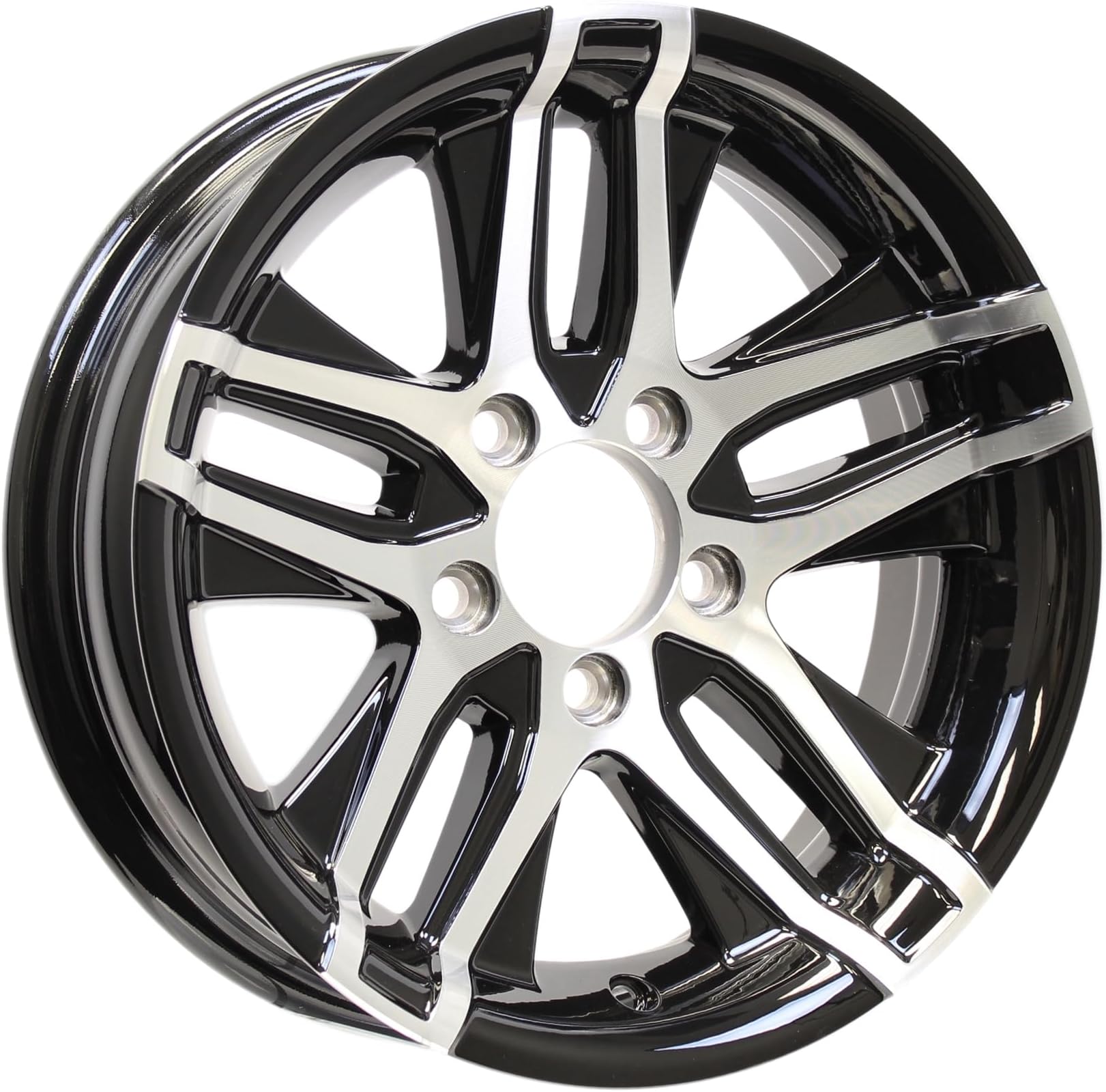 ECustomrim Aluminum Trailer Wheel 14x5.5 - 5 Lug 4.5 Inch Bolt Pattern, Altitude Black Finish, Fits Boat & Utility Trailers