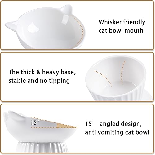 Miniatura 4 de Cuenco elevado de cerámica para gatos, cuenco elevado inclinado para gatos, cuencos antivómitos para gatos de interior, comedero para mascotas para