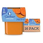 Gerber Stage 2 Baby Food, Sweet Potato Puree Tubs, No Added Salt, No Artificial Colors or Flavors, Baby Puree, 16-Pack