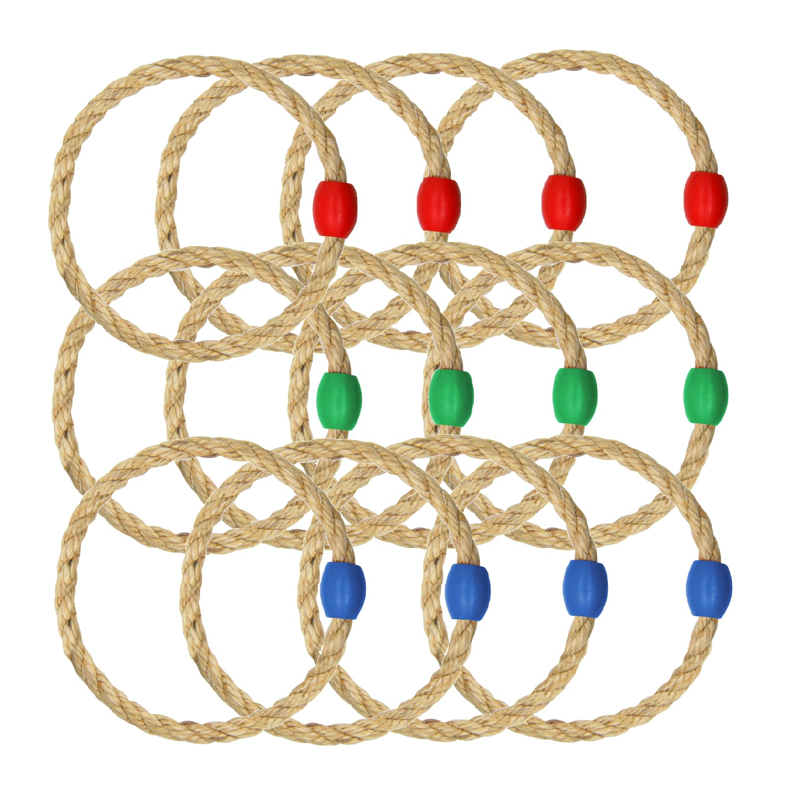 12 Pack Sisal Rope Ring Toss Game Replacement Parts for Adults and Kids, Outdoor Toss Rings for Agility Practice and Speed Game and Yard Games and