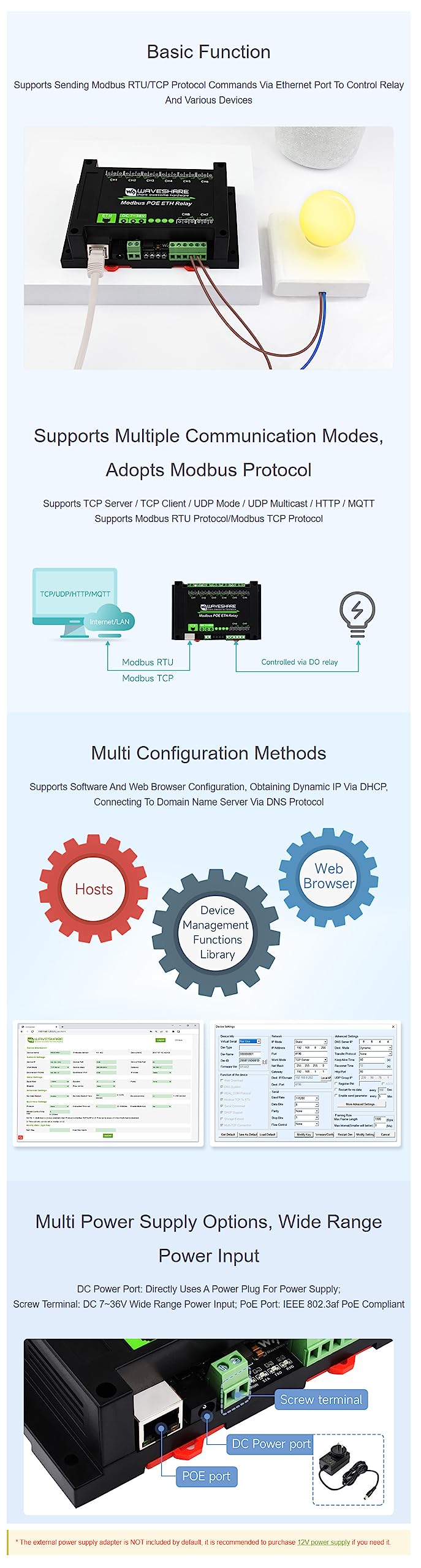 Modulo Relay Ethernet 8 Canali PoE - Controllo Remoto Via Modbus TCP/RTU - Foto 3
