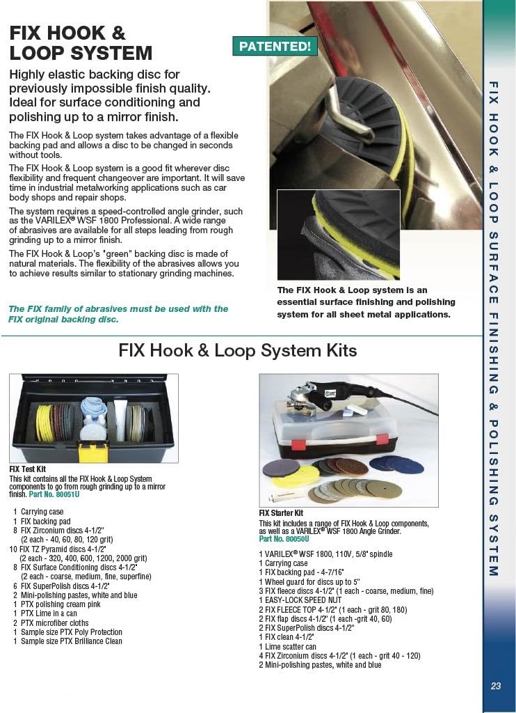 CS Unitec 80050U Fix Hook and Loop System Fix Starter Kit for Surface Finishing and Polishing of Sheet Metal, Varilex WSF 1800 Included