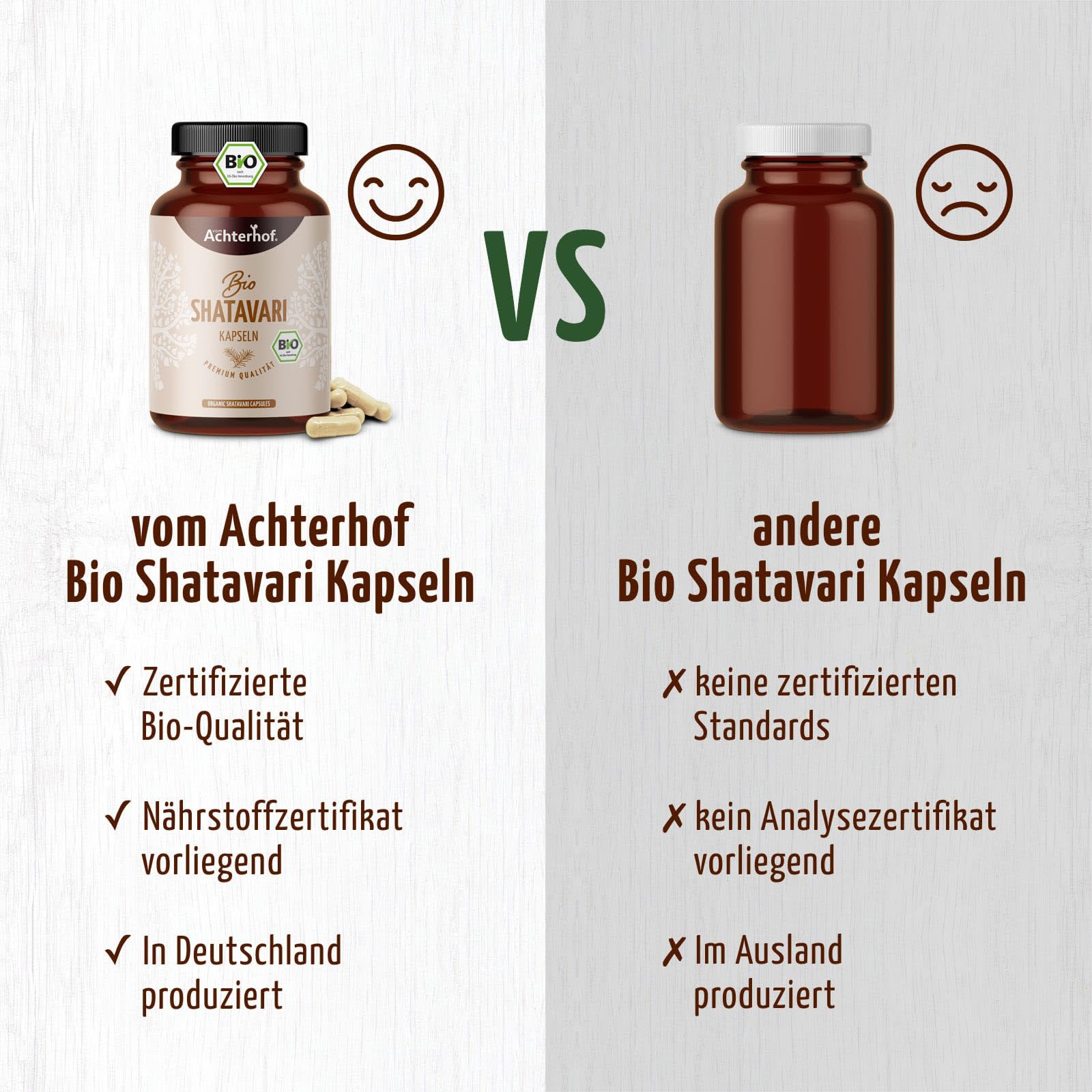 Gélules de Shatavari 400 pièces | Recharge | 500 mg par gélule | poudre fine de Shatavari de qualité biologique | Ayurvéda pour femmes | végétalien | vom Achterhof