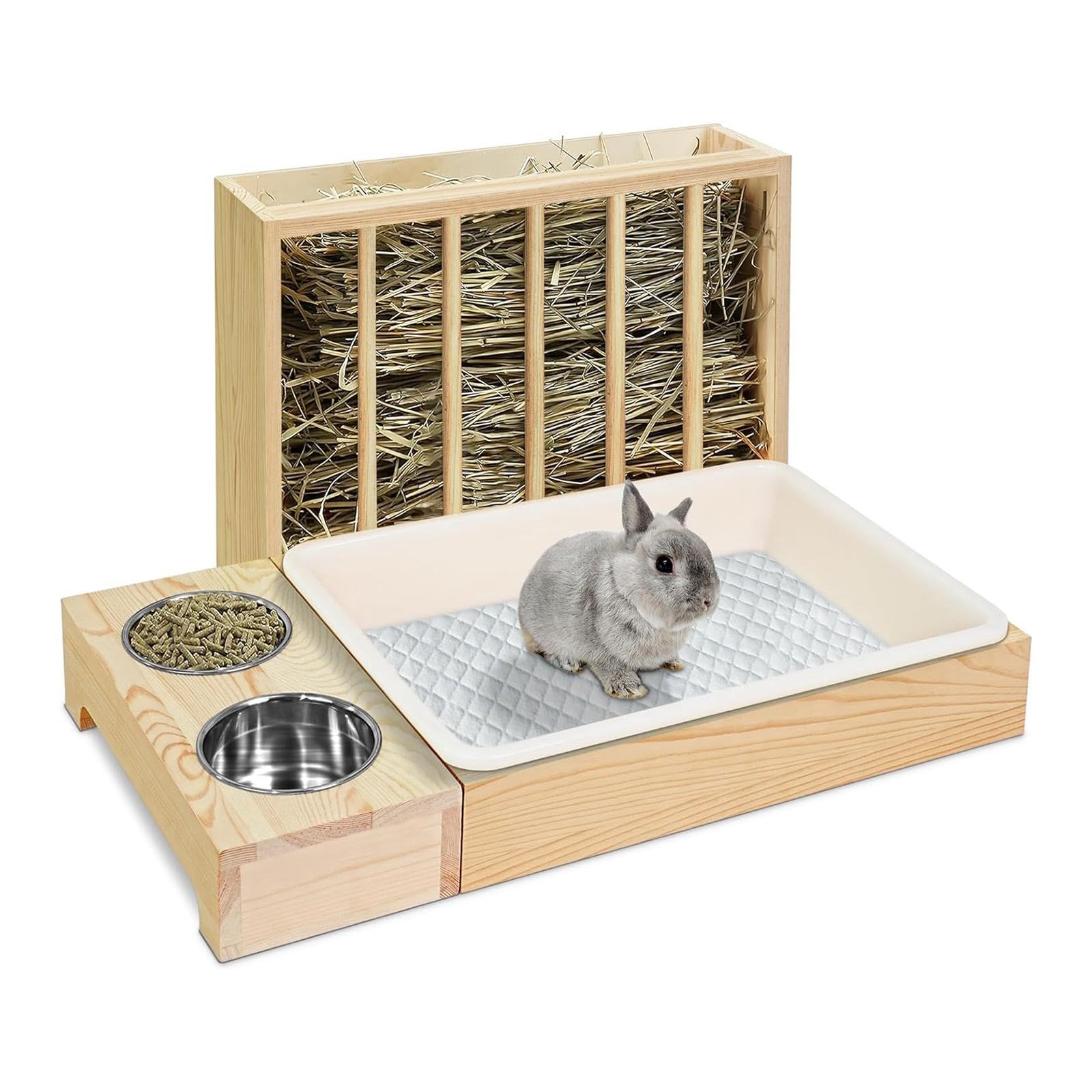 Comedero de Madera para de Conejo, Juguete Interactivo de Enriquecimiento.