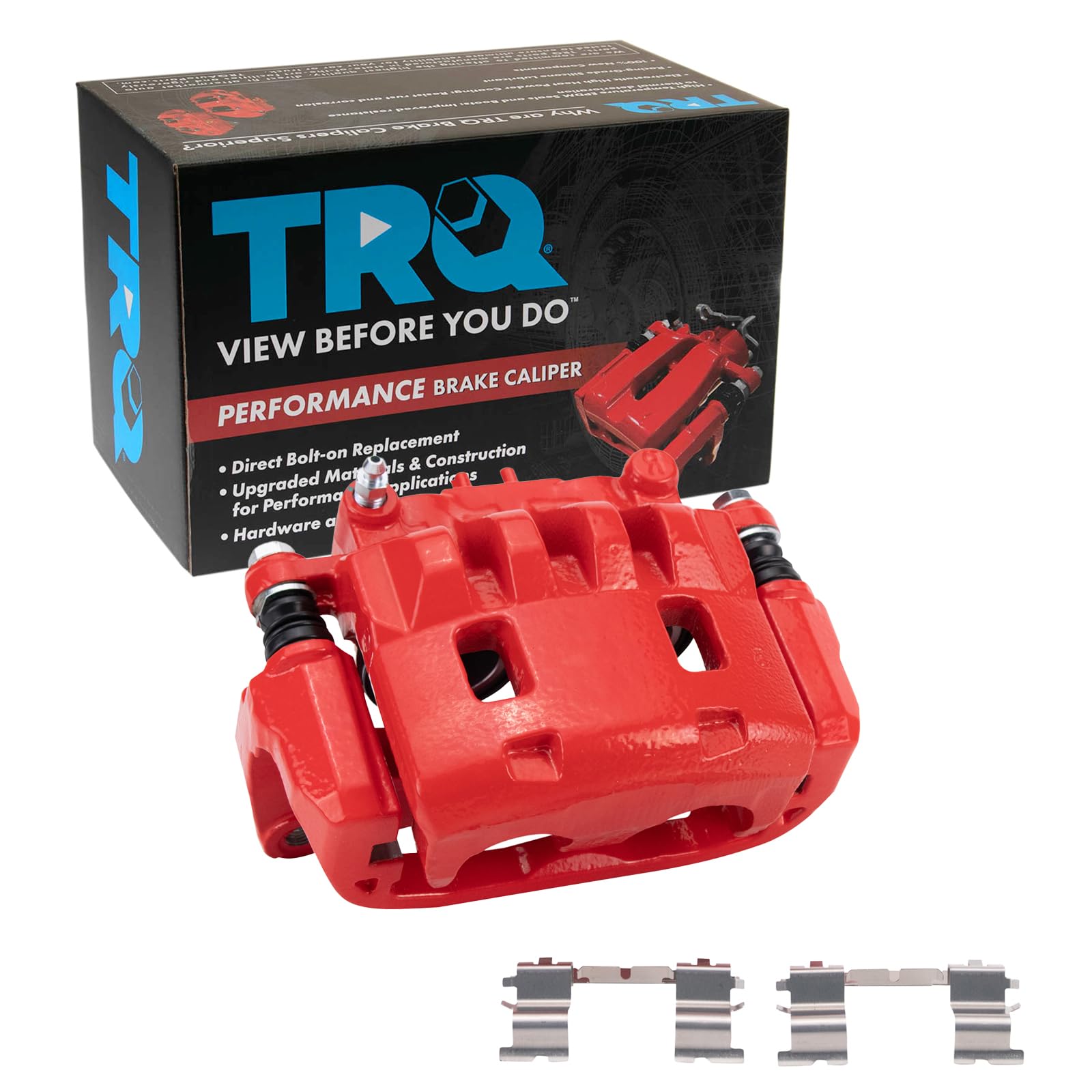 TRQ Front Left Brake Caliper w/Bracket Performance Red Drivers Side