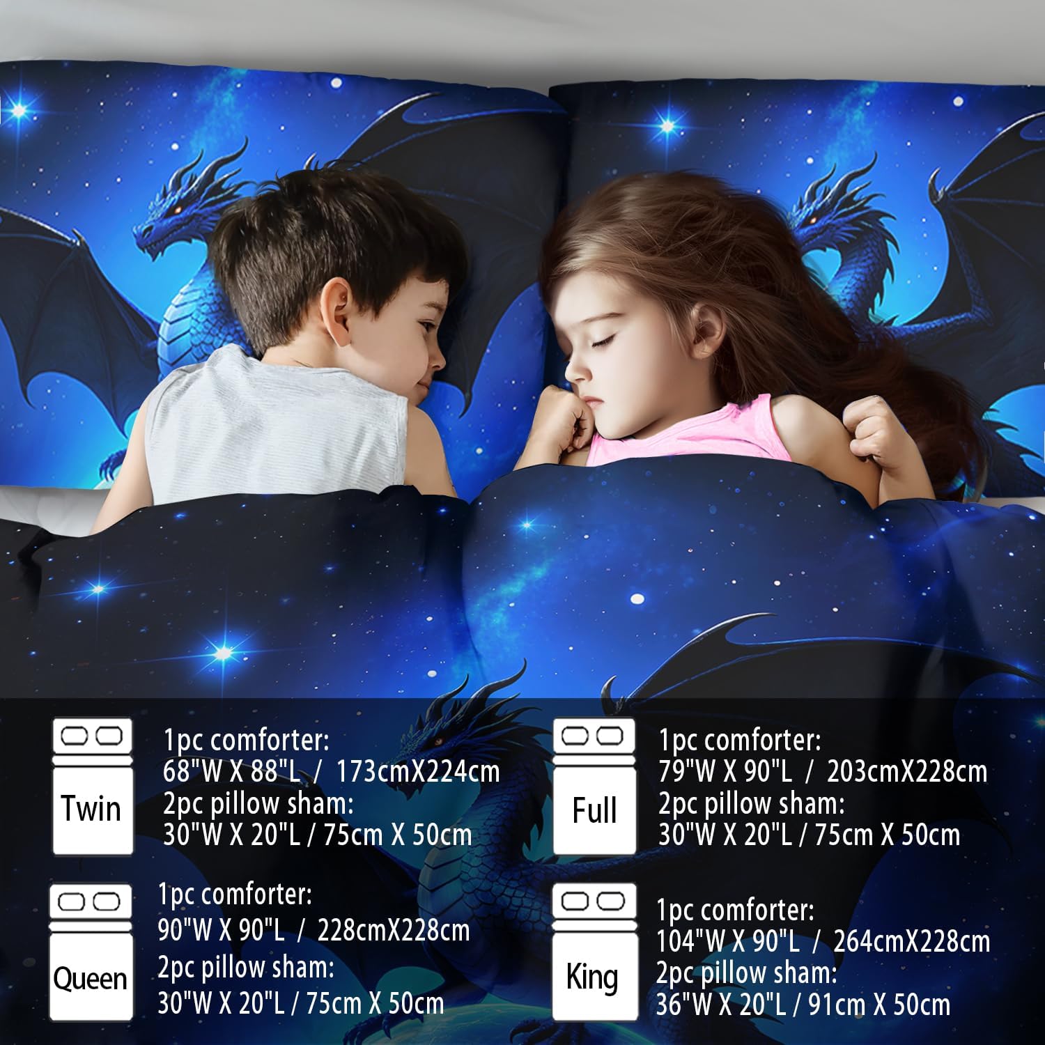 Black Dragon Comforter Set Queen Size Bearded Dragon Bedding Set for Kids Boys Teens Space Comforter Queen Galaxy Bedding Galaxy Themed Bedroom Decor Western Magical Quilt