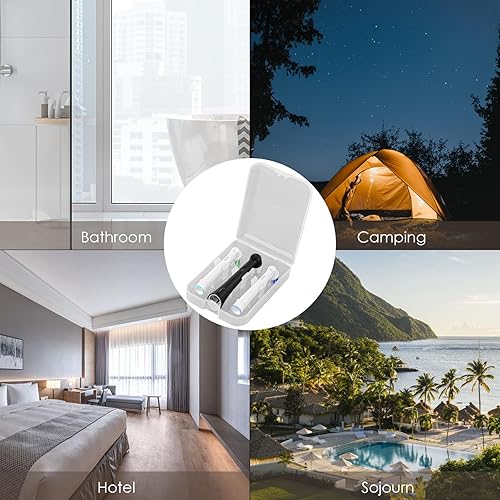 Miniatura 6 de Paquete de 4 cabezales de cepillo de dientes eléctricos, caja de almacenamiento portátil de repuesto para cepillos de dientes para viajes,