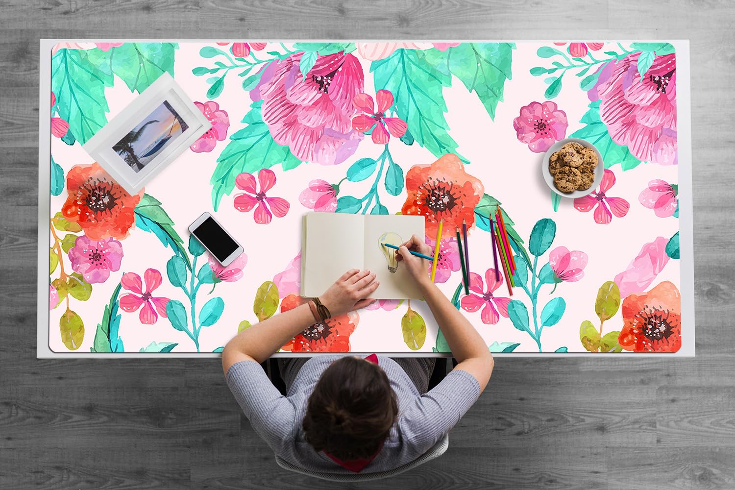 Sottomano da Scrivania 120x60 cm Protezione e Decorazione in Vinile PVC Antiscivolo Impermeabile Facile da Pulire Superficie Protettiva per Ufficio e Casa - Motivo a foglia