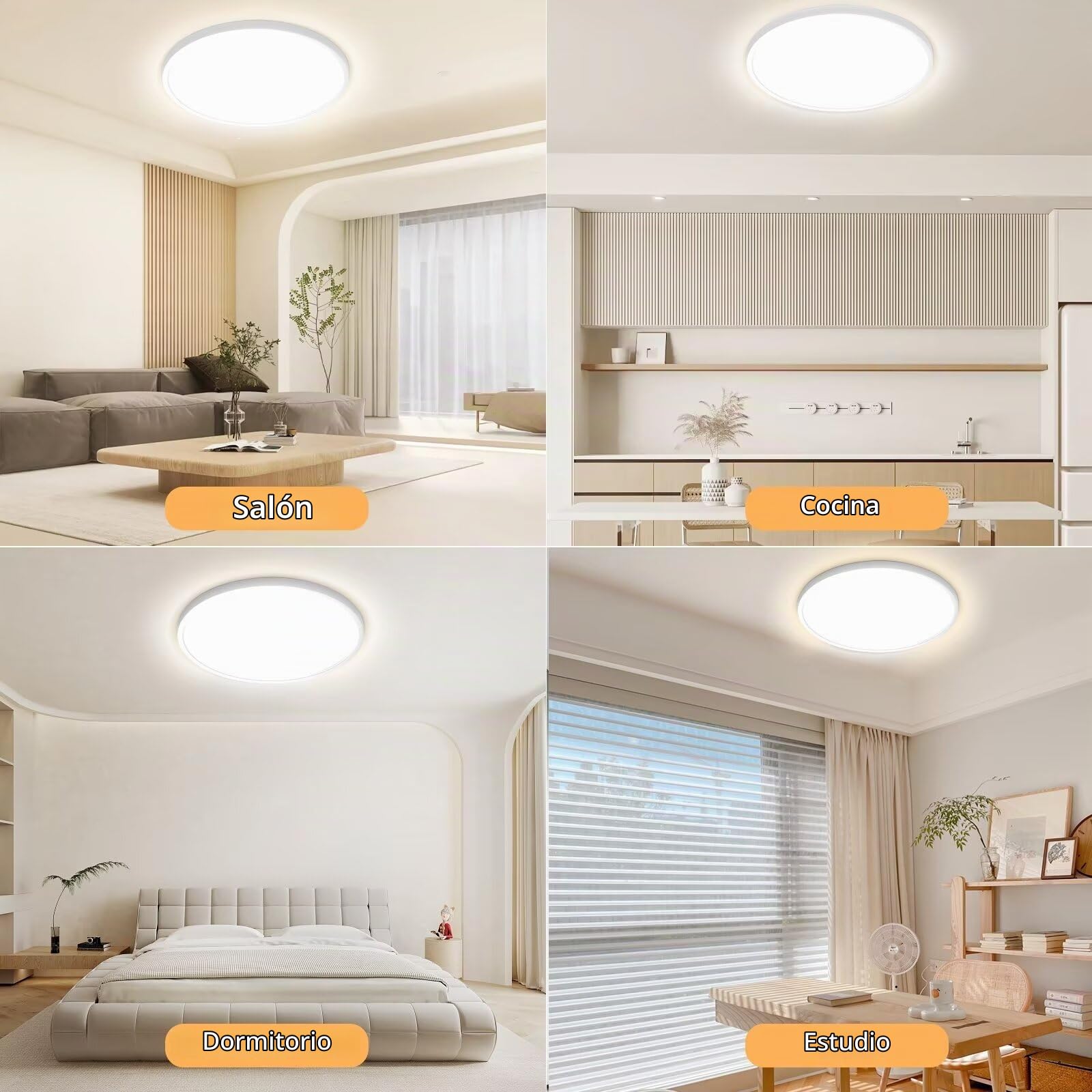 Yexati 4PCS Plafon LED Techo Regulable 24W 3200LM Delgada Lampara Techo con Mando a Distancia 3000K-6500K, IP54 Ø29.5cm Plafones Redondo Lámpara Panel para Dormitorio Cocina Salon Baño Comedor Pasillo