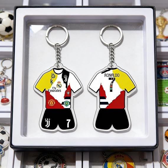 Football Keychain, Soccer Jersey Keyring, Acrylic Jersey Keychain, Number 7 Jerseys Keychains, for Fans and Sports Gift, Birthday Party