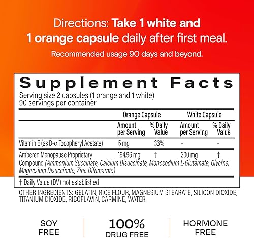 Miniatura 9 de Amberen Menopause Supplement for Women, 180 Capsules, Clinically Proven, Helps Support Hormone Balance, Helps Relieve 12 Menopause Symptoms: Hot