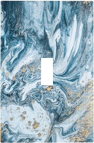 Miniatura 117 de Cubierta de Pared de Interruptor y Toma de Corriente de 1 Gang de Patrón Texturizado de Mármol Turquesa Oscuro Azul Gris Moderno Abstracto de Lujo
