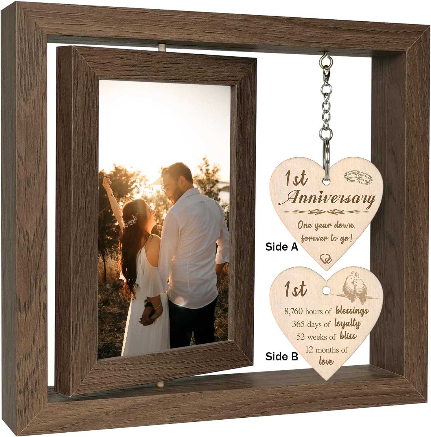 Paper Anniversary Photo Frame Gifts for Her Him Girlfriend Boyfriend, 1 Year Wedding Anniversary Photo Frame for Wife Men Husband (Dis Two 15x10 cm)