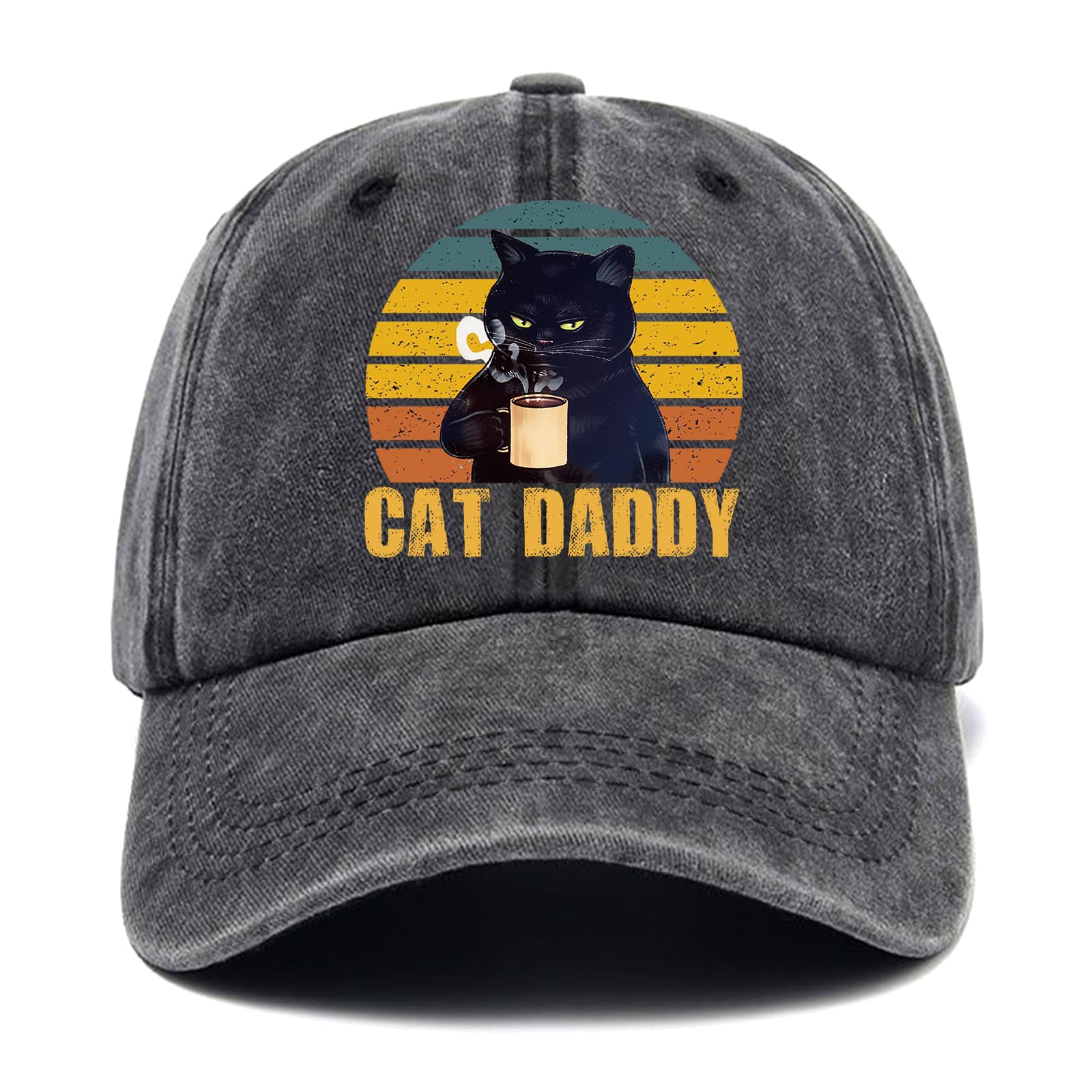 JxubeuroCat Daddy, Funny Baseball Cap - Men Dad Cap, Cat Lover Hat Gift, Adjustable Cotton Cap for Men - Black