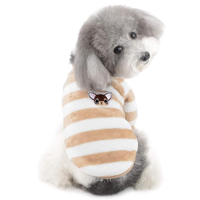 Foto 8 de 8 de ZUNEA Jerséis Invierno para Perro Pequeño Forro Polar Invierno Abrigos Chaquetas para Cachorros a Rayas…