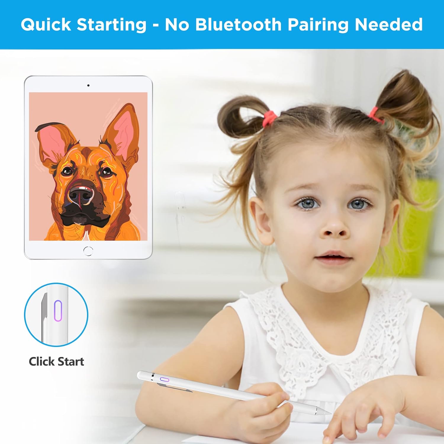 Stylus Pen for iPad, Pencil for iPad Pro 12.9/11/10.5/9.7 Inch Air 5/4/3/2/1 iPad 10/9/8/7/6/5/4 Mini 6/5/4/3/2 Generation Alternative Drawing Writing Digital Stylist for Touch Screens (Jet White) : Cell Phones & Accessories