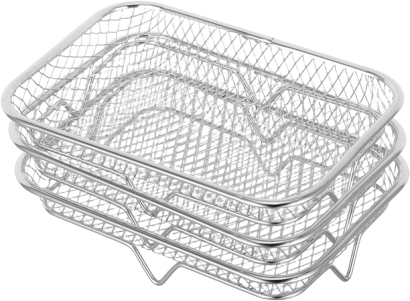 Air Fryer Stackable Stainless Steel Drying Rack, 3 Layer Rectangle