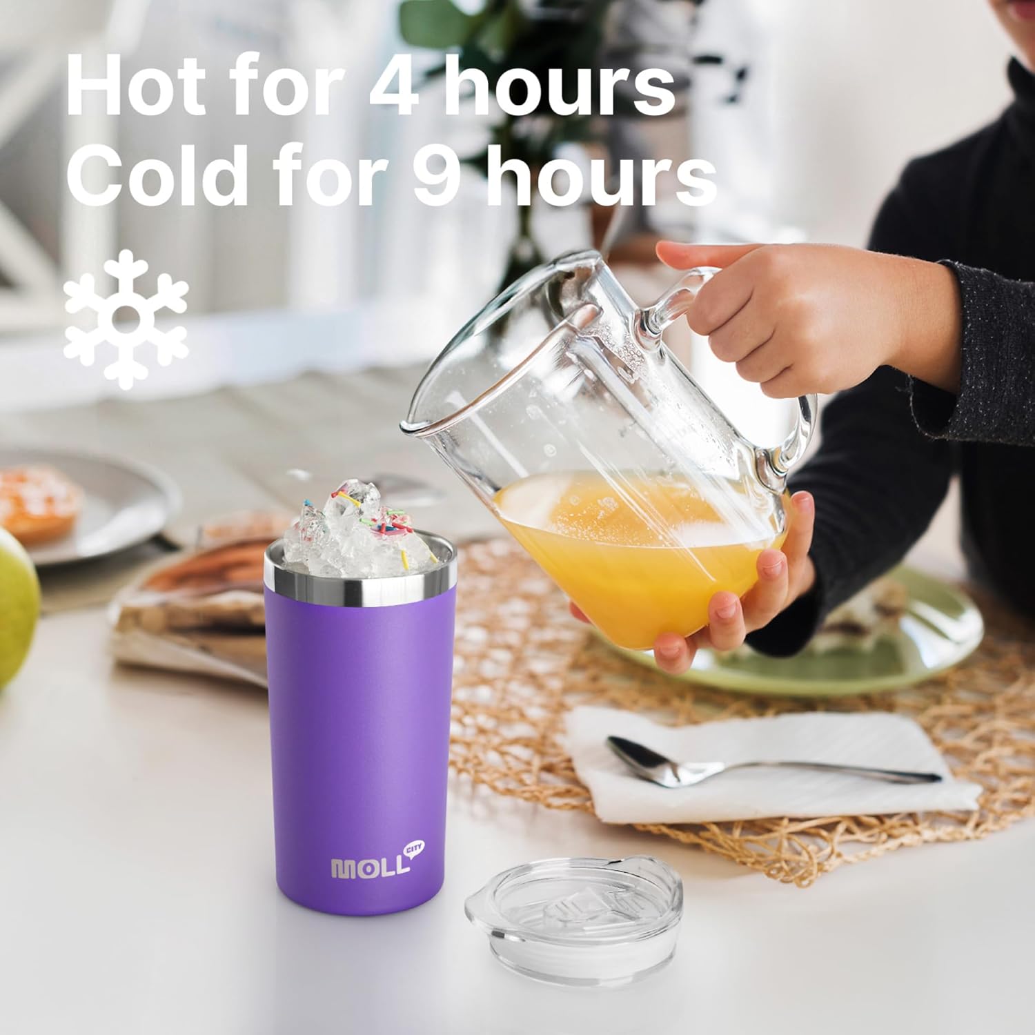 Kids Cup with Straw-12 oz Stainless Steel Vacuum Insulated Drink Water Tumbler with Leak Proof Slide Seal Lid & Silicone Pad, BPA Free(Purple Pink) - Image 2