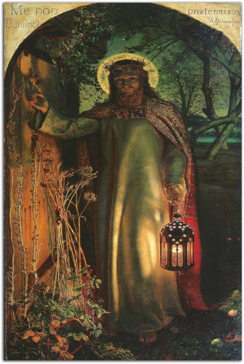 William Holman Hunt Light of the World Poster Wall Art Picture Print Canvas Painting Modern Home Bedroom Bathroom Decoration Artwork Gift (16x24inch(40x60cm),No Framed)