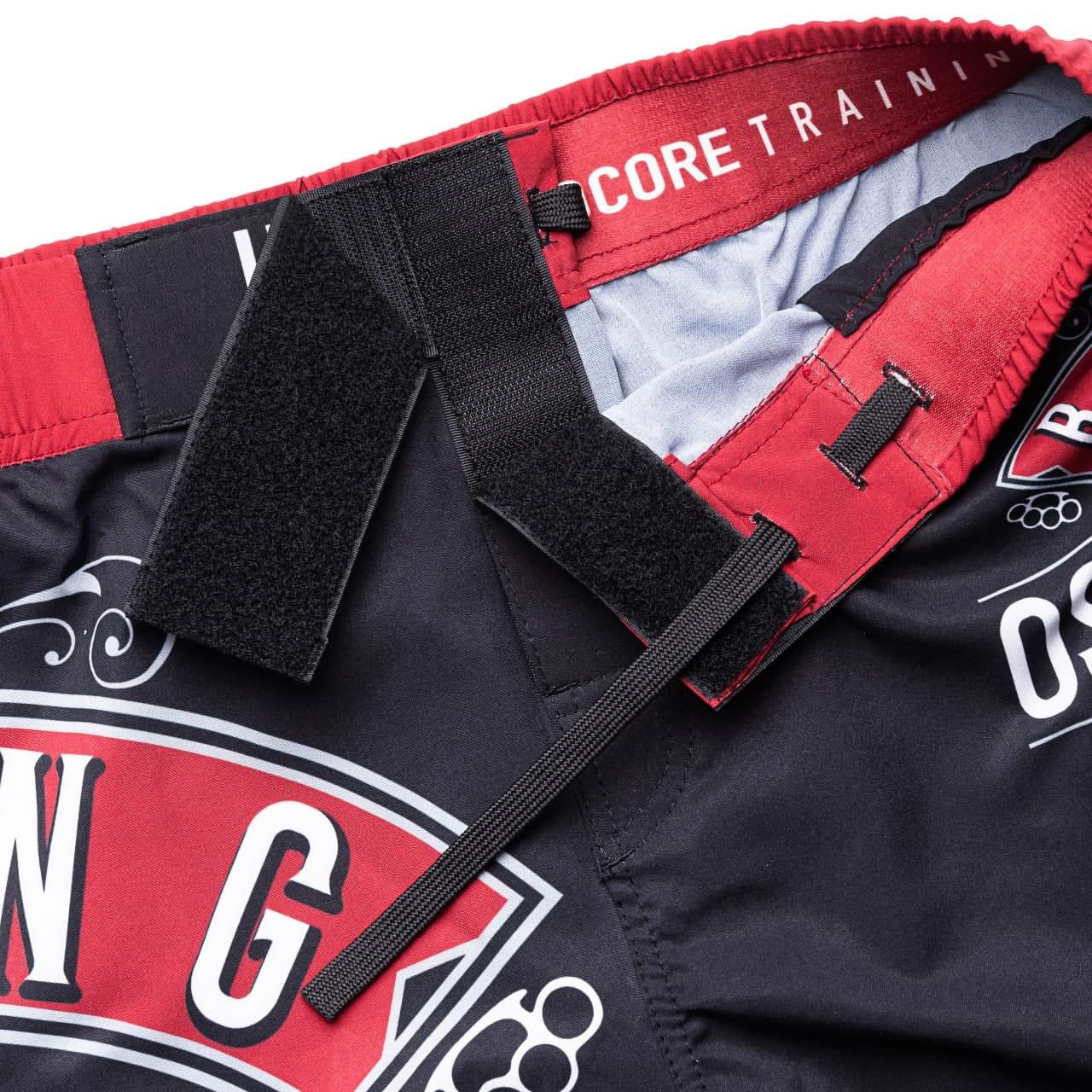 Hardcore Training Fight Shorts Boks Męski Szorty do Walki MMA Combat BJJ Grappling Fitness Muay Thai Kickboxing No Gi (DE/NL/SE/PL, Alfa, 3XL, Regularny, Regularny, Czarny Czerwony Burgundowy)